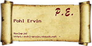 Pohl Ervin névjegykártya